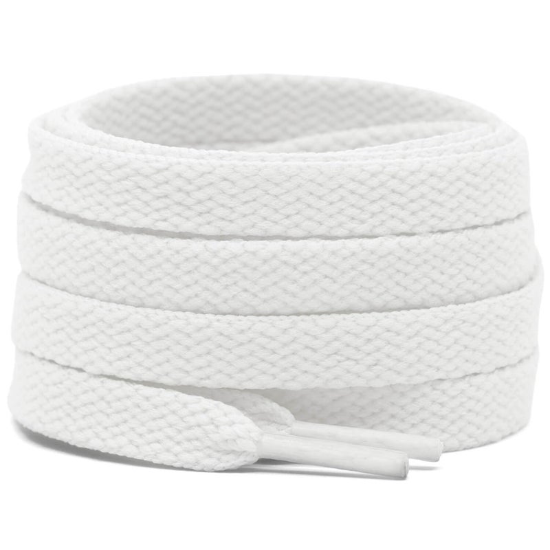 DELELE 2 Pair 51 inch Flat Shoe laces 5/16" Wide Shoelaces for Athletic Running Sneakers Shoes Boot Strings White - Image 1
